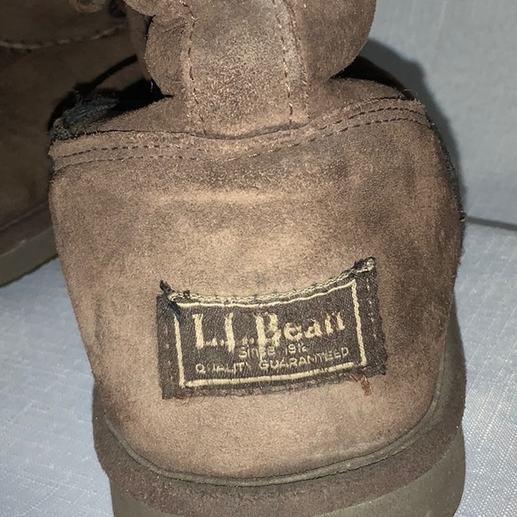 🔥104  L.L. Bean Shearling Lined Suede Brown Winter Boots - Picture 12 of 16